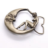 Vintage 1979 Moon & Nude Woman Bergamot Brass Works Belt Buckle