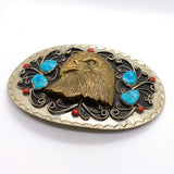 Vintage 70's Southwestern Eagle Turquoise & Coral Oversized Belt Buckle