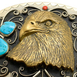 Vintage 70's Southwestern Eagle Turquoise & Coral Oversized Belt Buckle