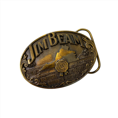 Vintage 1993 Jim Beam Bourbon Whiskey Limited Edition Brass Belt Buckle