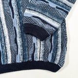 Vintage 90’s Bergati Blue Coogi Style Textured Knit Polo Sweater