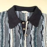 Vintage 90’s Bergati Blue Coogi Style Textured Knit Polo Sweater