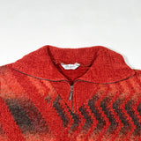 Vintage 90’s Bergati Red Abstract Textured Quarter Zip Sweater