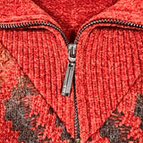 Vintage 90’s Bergati Red Abstract Textured Quarter Zip Sweater