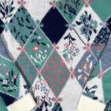 Vintage 80’s Cricket Lane Floral Argyle Knit Sweater