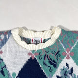 Vintage 80’s Cricket Lane Floral Argyle Knit Sweater