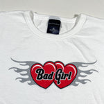 Vintage Y2K Bad Girl Flames Heart Biker T-Shirt