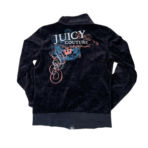 Vintage Y2K Juicy Couture Black Velour Zip Up Jacket