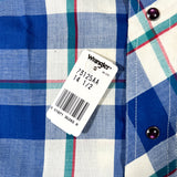 Vintage 80’s Wrangler Cowboy Cut Deadstock Blue Plaid Pearl Snap Shirt