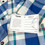 Vintage 80’s Wrangler Cowboy Cut Deadstock Blue Plaid Pearl Snap Shirt