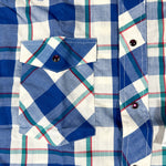 Vintage 80’s Wrangler Cowboy Cut Deadstock Blue Plaid Pearl Snap Shirt