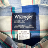 Vintage 80’s Wrangler Cowboy Cut Deadstock Blue Plaid Pearl Snap Shirt