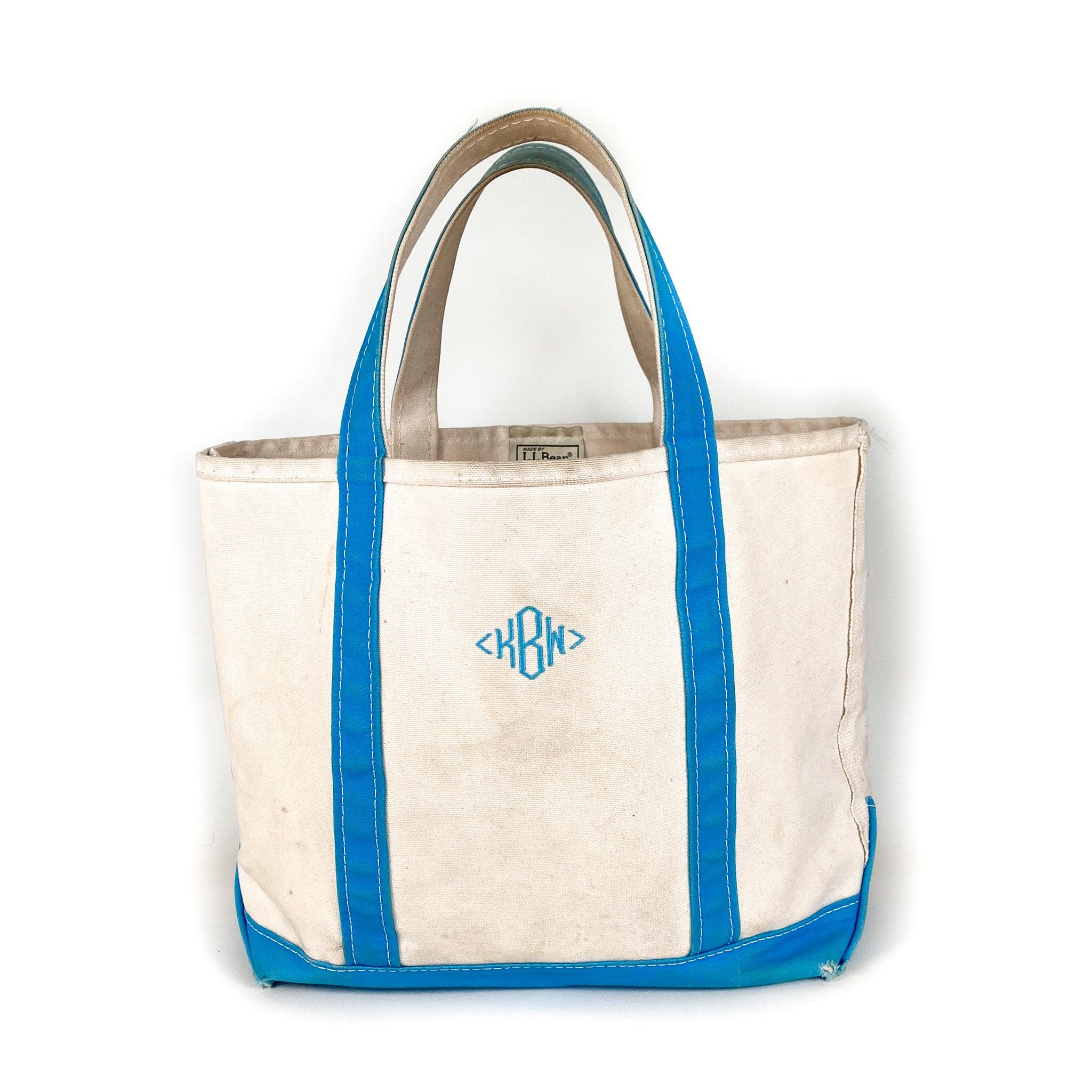 60s llbean 筆記体タグ boat and tote vintage Vintage L.L. Bean Sky Blue/Green Boat and Tote Canvas Bag