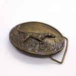 Vintage 70's Hunting Dog Brass Belt Buckle