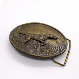 Vintage 70's Hunting Dog Brass Belt Buckle