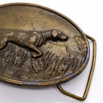 Vintage 70's Hunting Dog Brass Belt Buckle