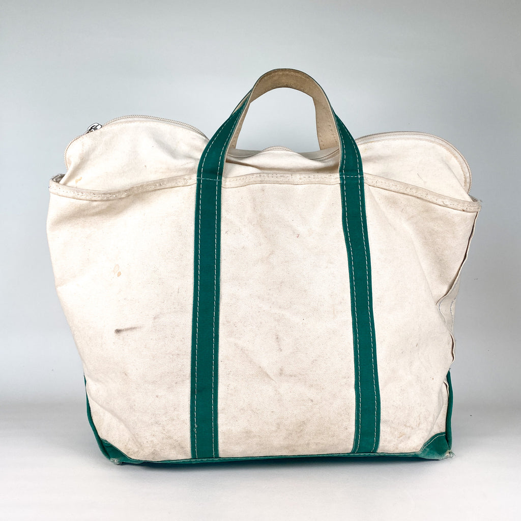 80's LL Bean Tote Bag (Natural x Green)