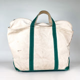 Vintage 90's LL Bean Green Straps Zip Top Boat and Tote Bag