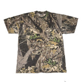 Camouflage-patterned t-shirt on a white background