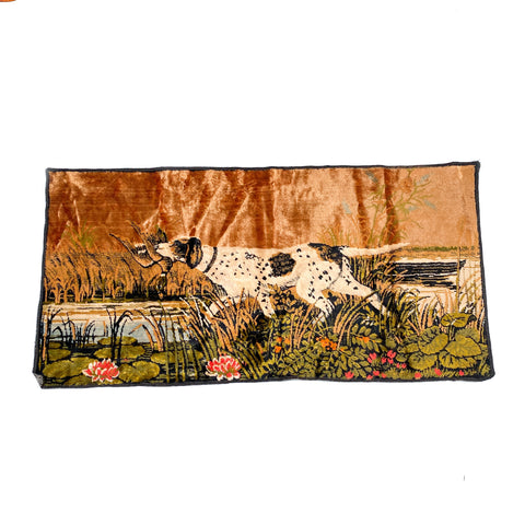Vintage 70's Duck Hunting Bird Dog Velvet Wall Tapestry