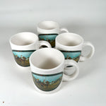 Vintage 90's Ralph Lauren Polo Match Set of 4 Ceramic Coffee Mugs
