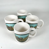 Vintage 90's Ralph Lauren Polo Match Set of 4 Ceramic Coffee Mugs
