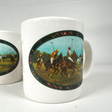 Vintage 90's Ralph Lauren Polo Match Set of 4 Ceramic Coffee Mugs