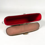 Vintage 60's Brass Embossed Red Felt Interior Clutch Purse