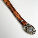 Vintage 80's Morgan Silver Dollar Western Tooled "William" Leather Belt