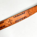 Vintage 80's Morgan Silver Dollar Western Tooled "William" Leather Belt