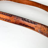 Vintage 80's Morgan Silver Dollar Western Tooled "William" Leather Belt