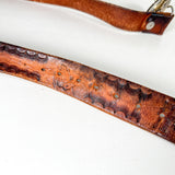 Vintage 80's Morgan Silver Dollar Western Tooled "William" Leather Belt