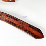 Vintage 80's Morgan Silver Dollar Western Tooled "William" Leather Belt