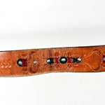 Vintage 70's Western Tooled Floral Leather Belt