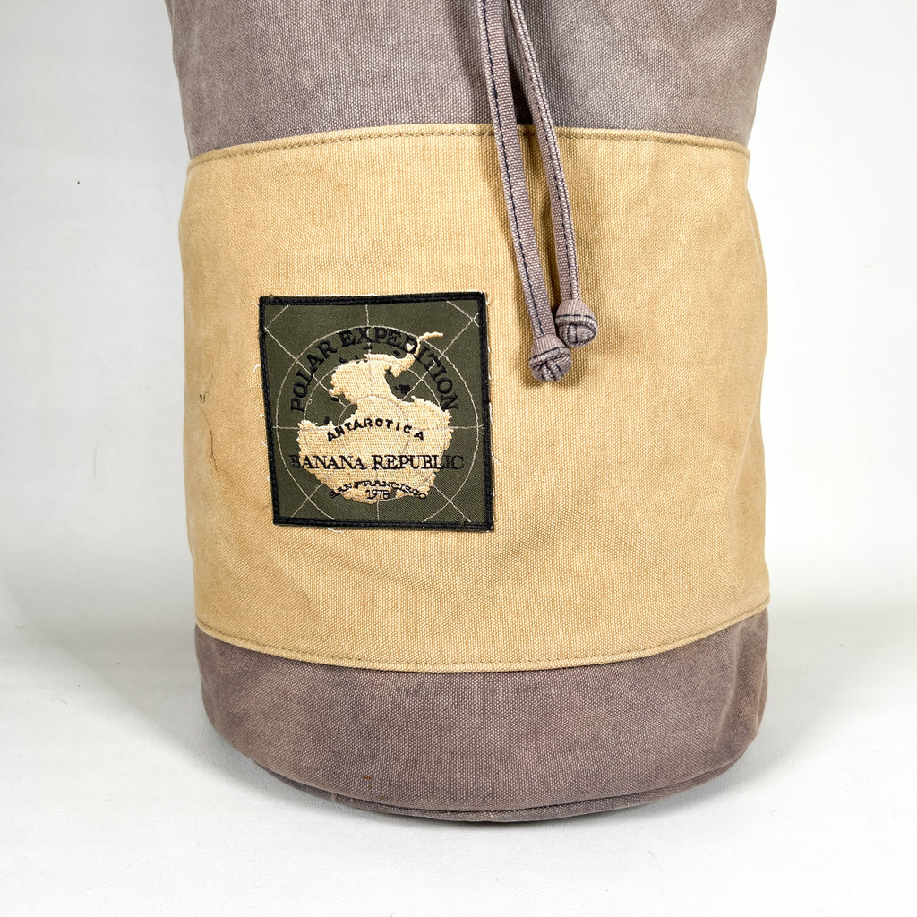 banana republic leather drawstring backpack Vintage 90's Banana Republic Drawstring Laundry Duffle Backpack Bag – CobbleStore Vintage