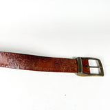 Vintage 70's Tooled Floral Scroll Leather Belt