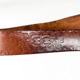 Vintage 70's Tooled Floral Scroll Leather Belt