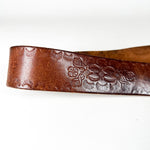Vintage 70's Tooled Floral Scroll Leather Belt