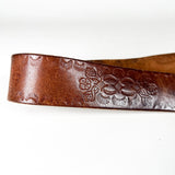 Vintage 70's Tooled Floral Scroll Leather Belt