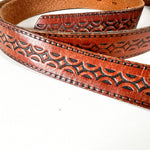 Vintage 70's Tooled Geo Pattern Leather Belt