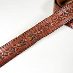Vintage 70's Tooled Geo Pattern Leather Belt