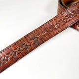 Vintage 70's Tooled Geo Pattern Leather Belt