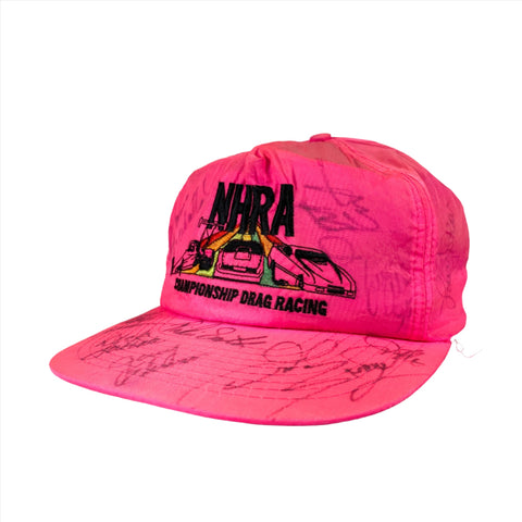 Vintage 80's NHRA Championship Drag Racing Autograph Hat