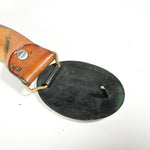 Vintage 70's Tooled Floral Brown Eagle Buckle Leather Belt