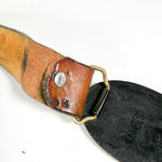Vintage 70's Tooled Floral Brown Eagle Buckle Leather Belt