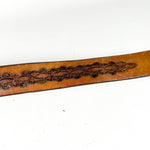 Vintage 70's Tooled Floral Brown Eagle Buckle Leather Belt