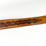 Vintage 70's Tooled Floral Brown Eagle Buckle Leather Belt