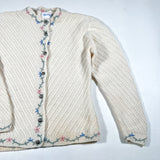 Vintage 80's Deans Scotland Wool Floral Cardigan Sweater