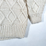 Vintage 80's Hand Knit Wool Cable Knit Cardigan Sweater