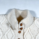 Vintage 80's Hand Knit Wool Cable Knit Cardigan Sweater